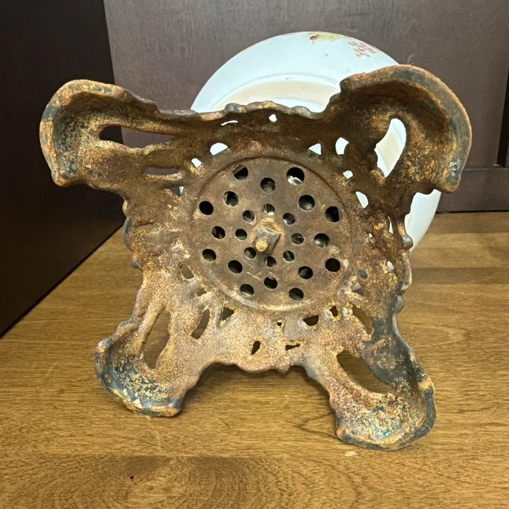Oil Lamp Glass Transfer pattern Grapevine Winery Vintage 19
